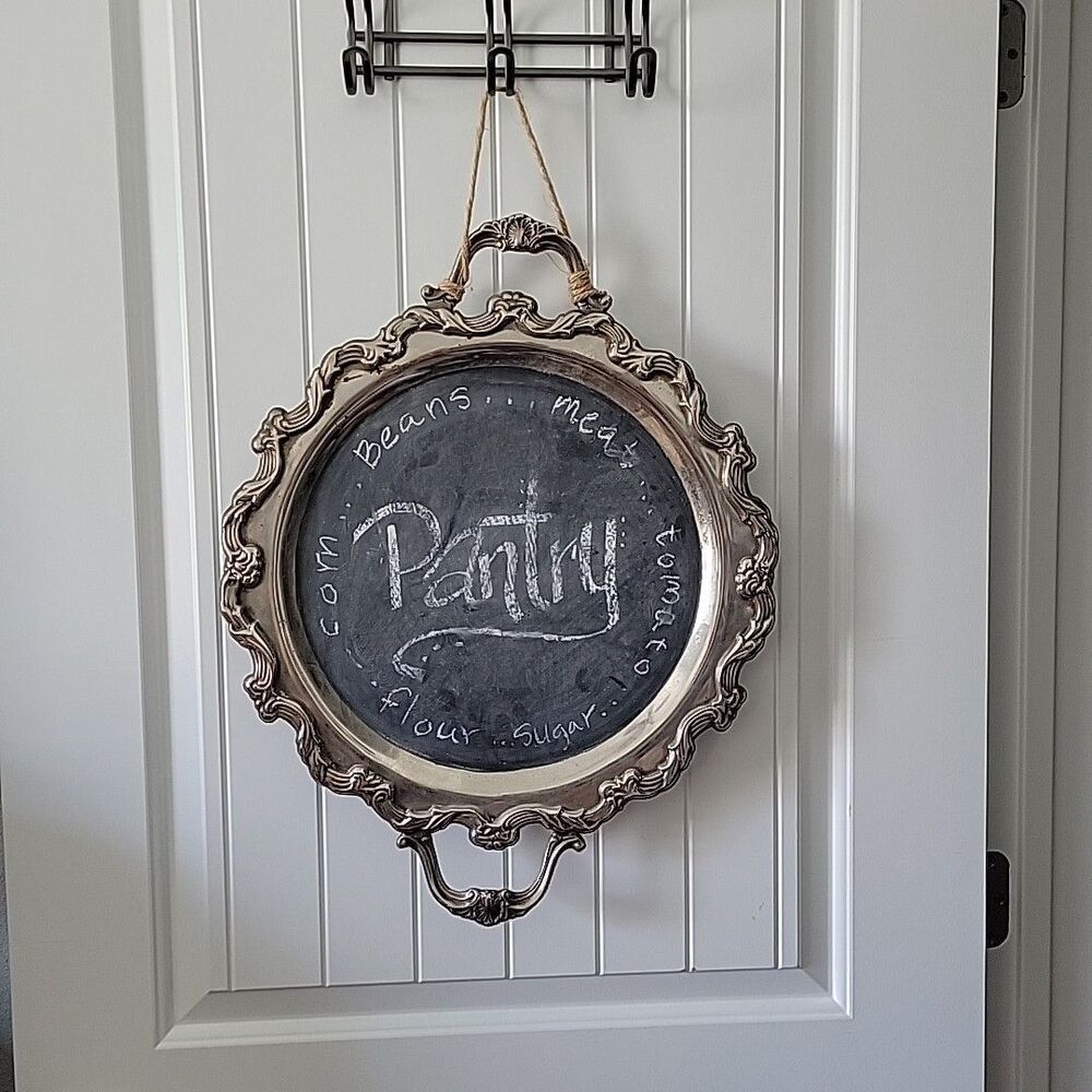 Vintage Chalk Board Menu Board Silverplate Tray Platter 22" x 17" w hanger